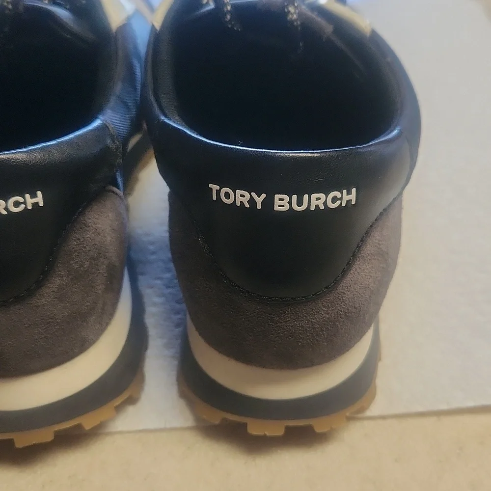 NWOB Tory Burch Vintage Nylon Sneakers/Gym Shoes, Black/Tan, Women's Size 8 - Picture 8 of 12